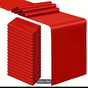 Elegant Red Table Runner and Napkin Set